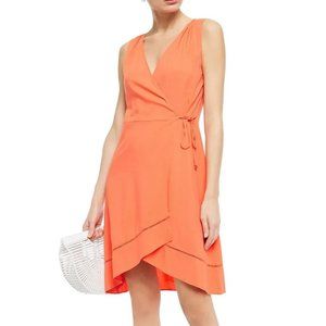 Heidi Klein Havana coral orange sherbert Wrap Dress cover sleeveless S soft